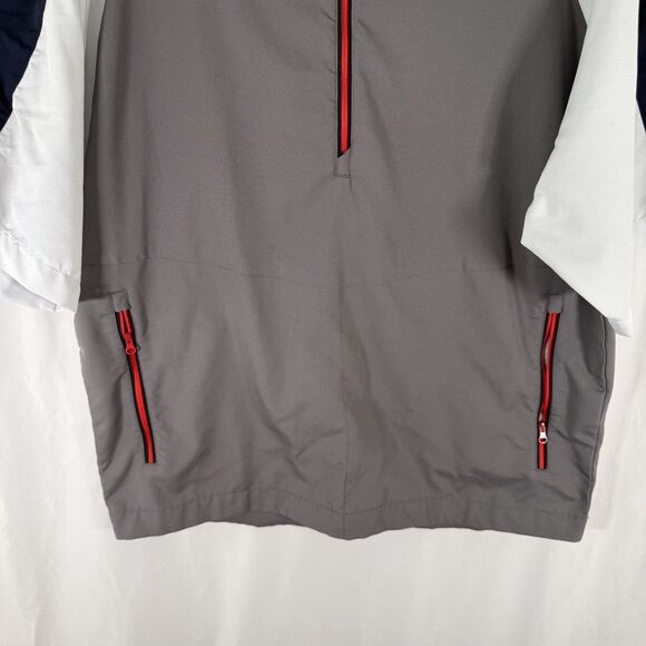 Footjoy Golf Jacket Men's Medium Grey Short Sleeve Zip Pockets 1/4 Zip Nicholas - Picture 4 of 12